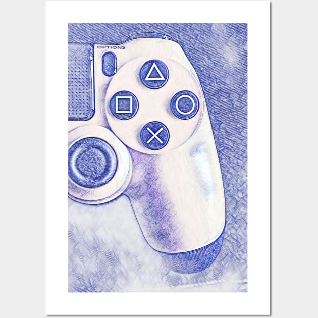 Pen art of a ps4 controller Wall Art by Guntah